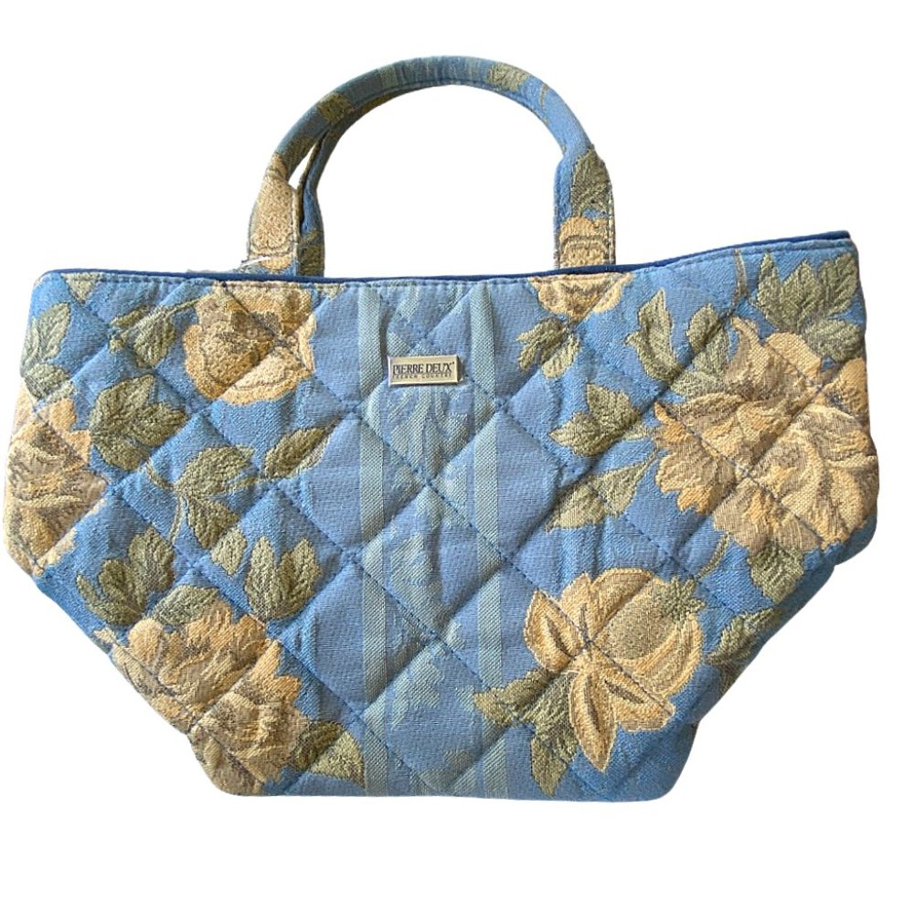 Pierre Deux Blue Floral Quilted Shoulder Tote